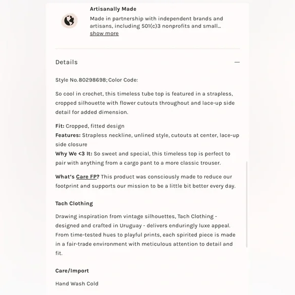 Free People x Tach Crochet Top - Picture 3 of 12